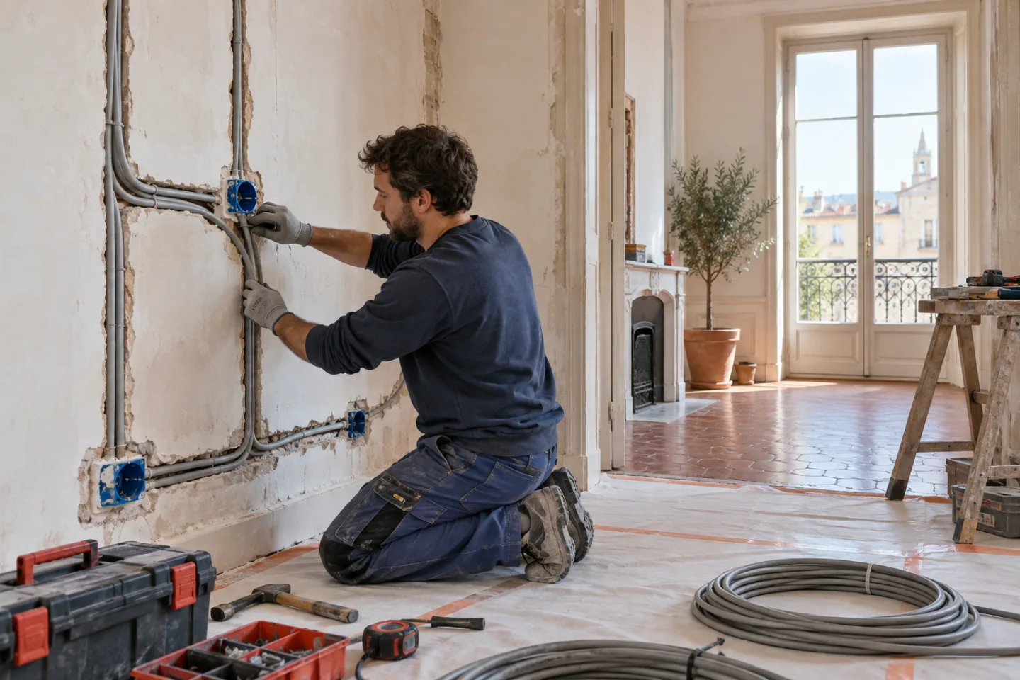 Illustration d’un contrôle électrique préparé pour « Rénovation de l’éclairage intérieur à Marignane ».